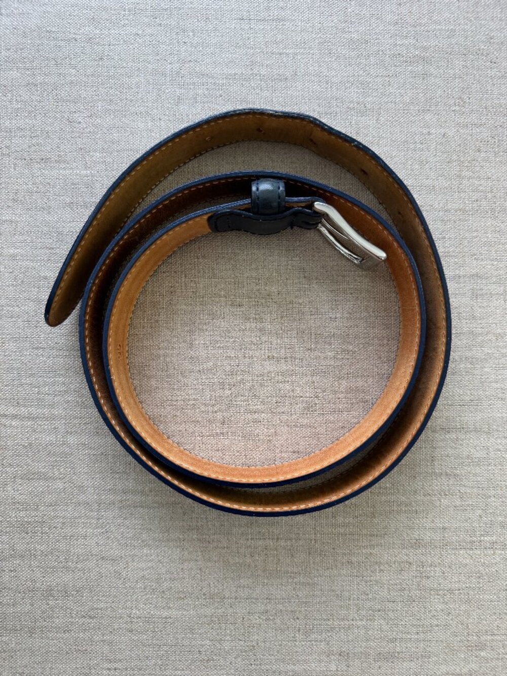 Ettinger Belt (95, Navy, Silver Buckle, Made in England)